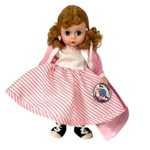 Madame Alexander restrung 8"  Peppermint Twist doll with stand.